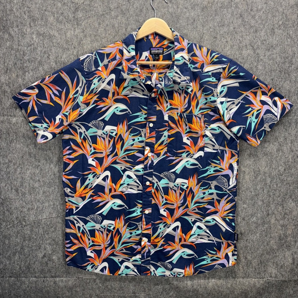 Patagonia Go to Shirt Men's Large Bird of Paradise Pataloha Hawaiian 52691